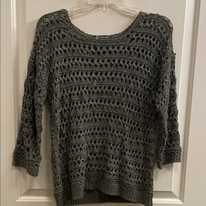 INC International Concepts Open-Knit Sweater - Charcoal